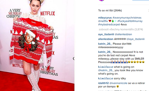 Miley se s červeným kobercem rozloučila na Instagramu Foto: 